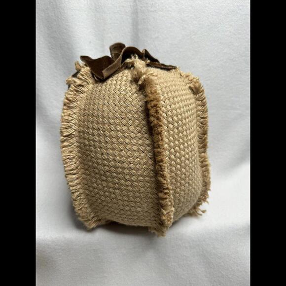 Fall Autum Boho Burlap And Velvet Pumpkin Pillows Set Of 4 - Picture 2 of 9